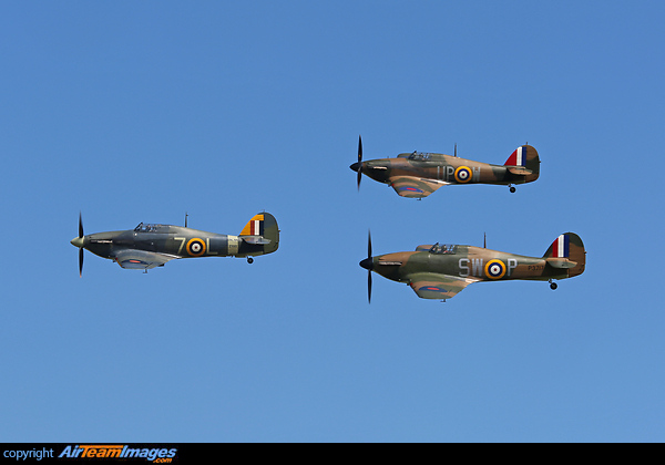 Hawker Hurricane Formation UK - Royal Air Force G-BKTH - AirTeamImages.com
